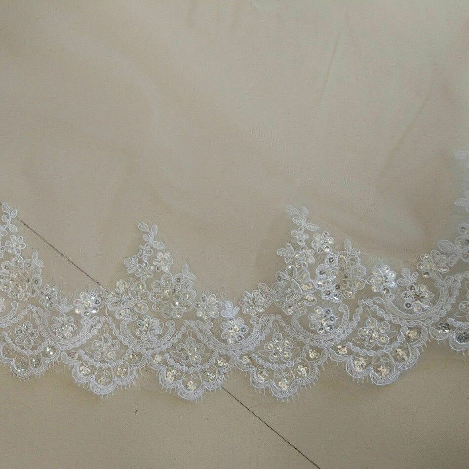 Voile de mariée blanc ivoire, voile Long avec bord en dentelle, avec peigne, accessoires de mariage