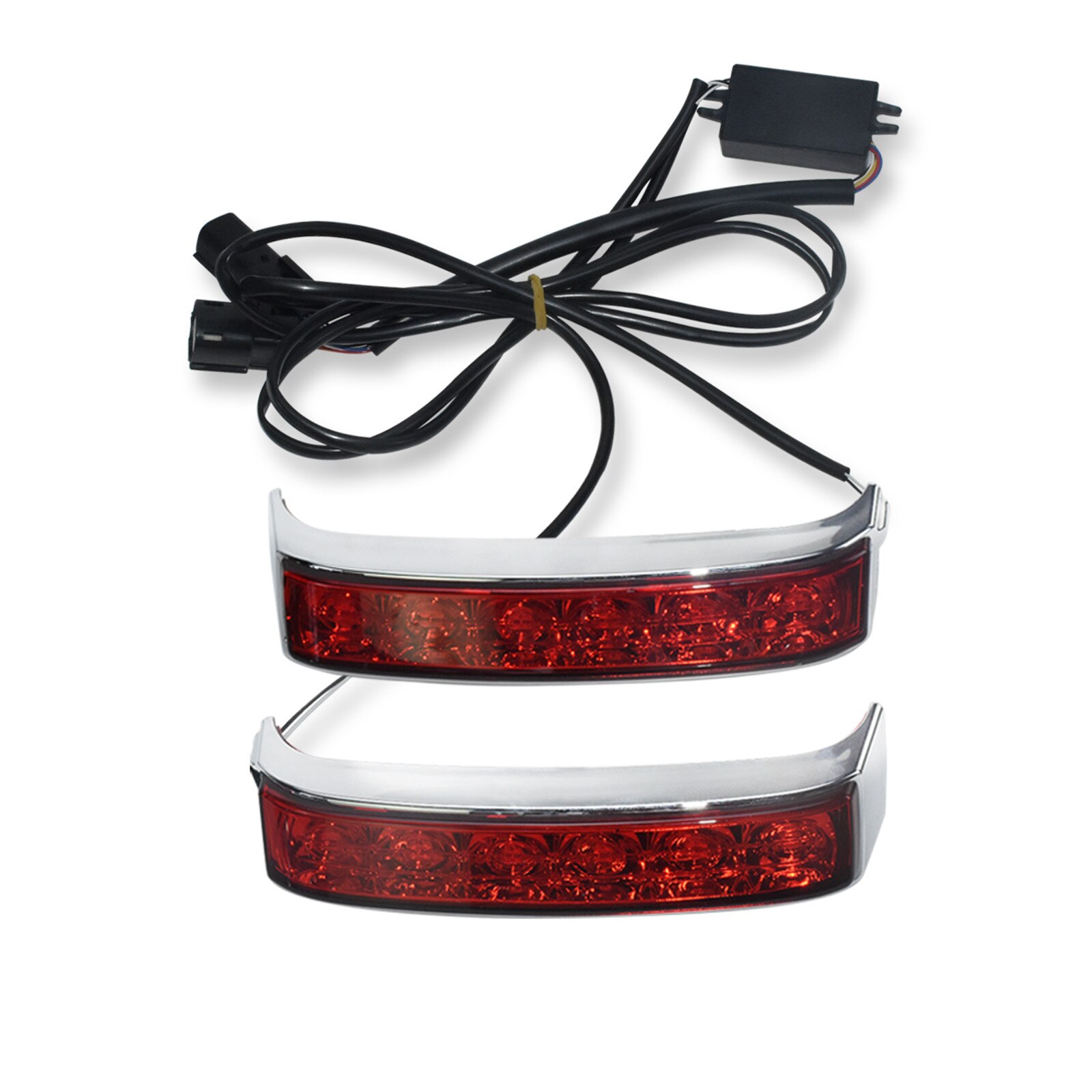 Motorcycle LED Saddlebag Run Brake Turn Signal Light Black/Chrome Housing Smoke Red Lens Lamp For Harley Touring Road King 14-21: Saddlebag Light A