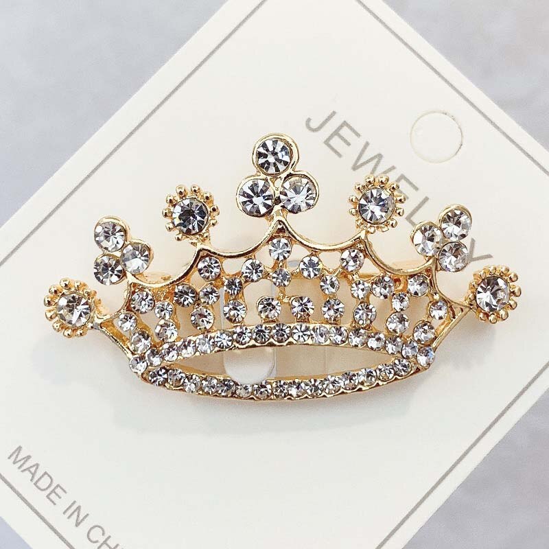 Mode Kristal Broche Luxe Retro Kroon Badges Voor Vrouwen Strass Pin Broches Meisje Bruiloft Corsage Kleding Decor 1Pc