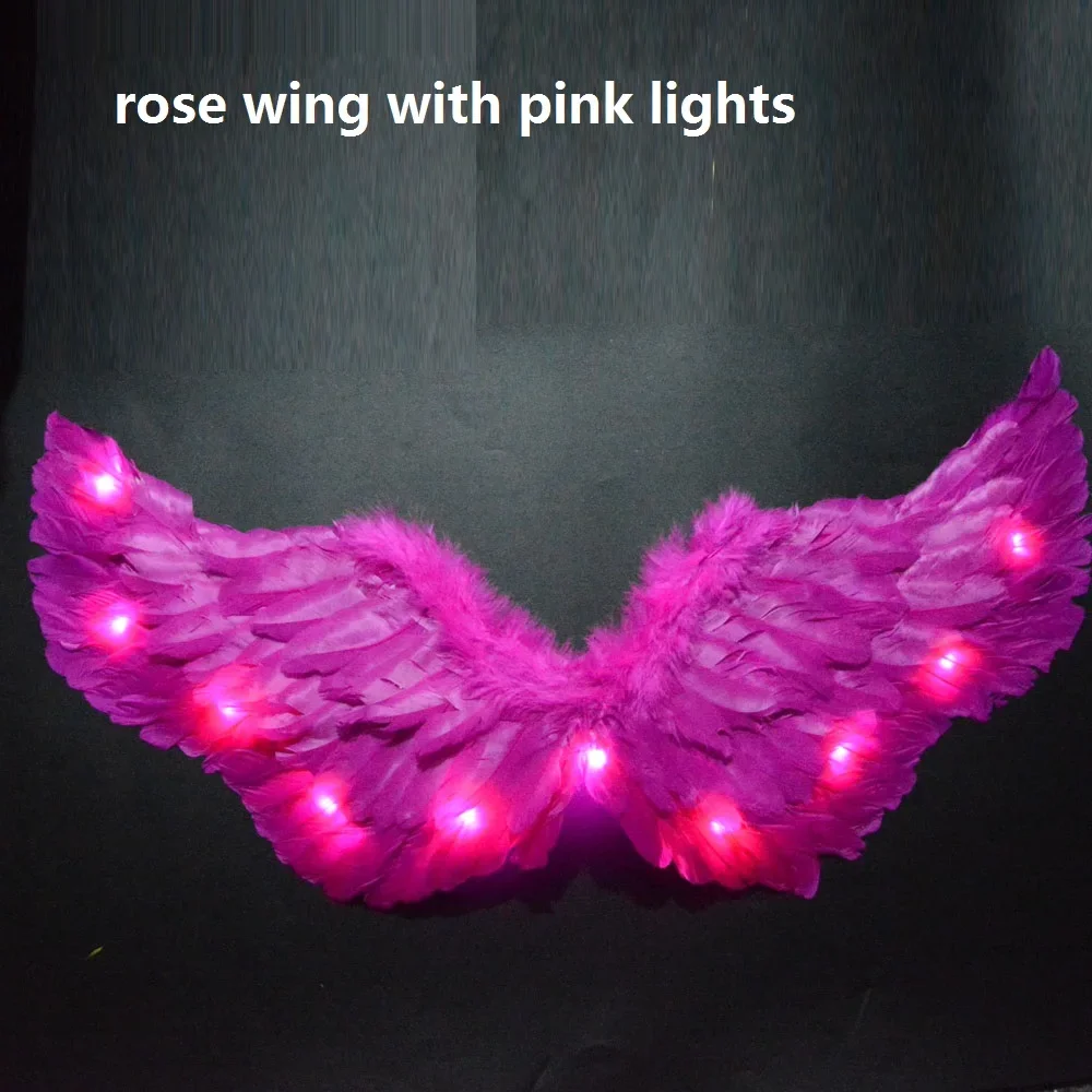 Princess Women Kids LED Glow Light Angel Feather Wing Fairy Girls Props Party Costume Wedding Decoration Christmas Halloween: L / Champagne
