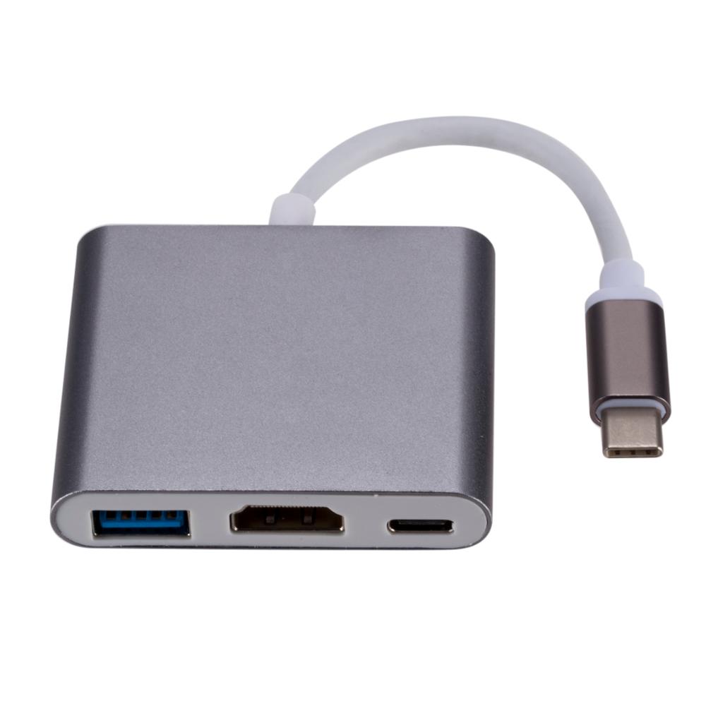 Grwibeou USB c vers HDMI Type C Hdmi convertisseur adaptateur USB 3.1 vers HDMI USB 3.0 type-c pour Mac Air Pro Huawei Mate10 Samsung S8: Grey