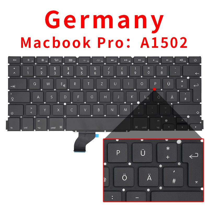 A1502 keyboard for Macbook Pro Retina 13.3 inches laptop ME864 ME865 ME866 keyboards Brand: Yellow