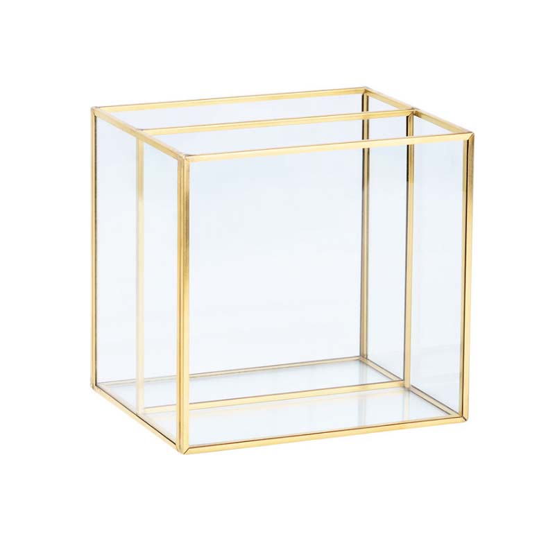 Hunyoo nordisk kosmetik opbevaringsboks guldglas smykkeplade makeup opbevaringsboks gennemsigtig bæltebørste med stor kapacitet smykker