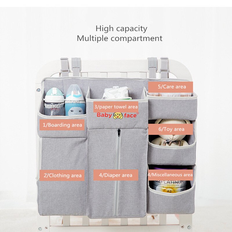 Multi-Function Hanging Foldable Baby Bed Organizer Nursing Storage Bag Holder Diaper Stacker Portable Dual Layer Baby Bed Set