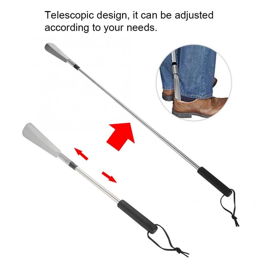 Chausse-pied Portable télescopique extensible corne à chaussures en acier inoxydable pliable manipulé accessoires de chaussures pour les personnes âgées et les grossesses