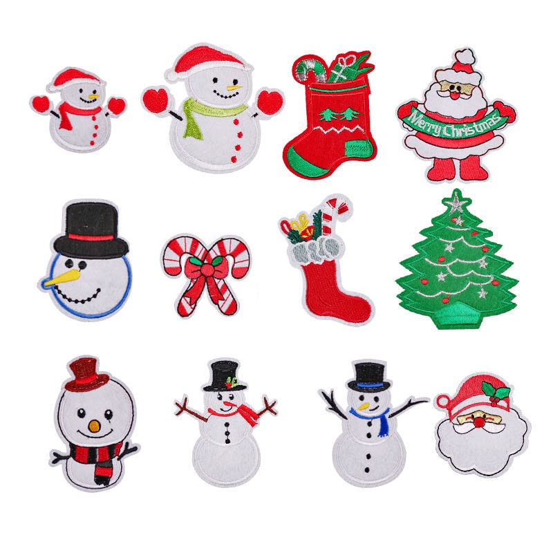 Kerst Sneeuwpop Kerstboom Ouderen Geborduurd Doek Stickers Kleding Accessoires Badge Patch