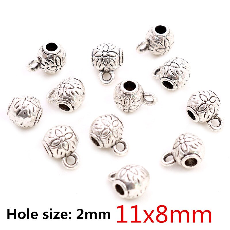 20pcs/lot DIY Handmade Beads Bails Pendants Jewelry Making DIY Necklace Antique Silver Color Bails Pendant Charm Beads Bails: P5-47