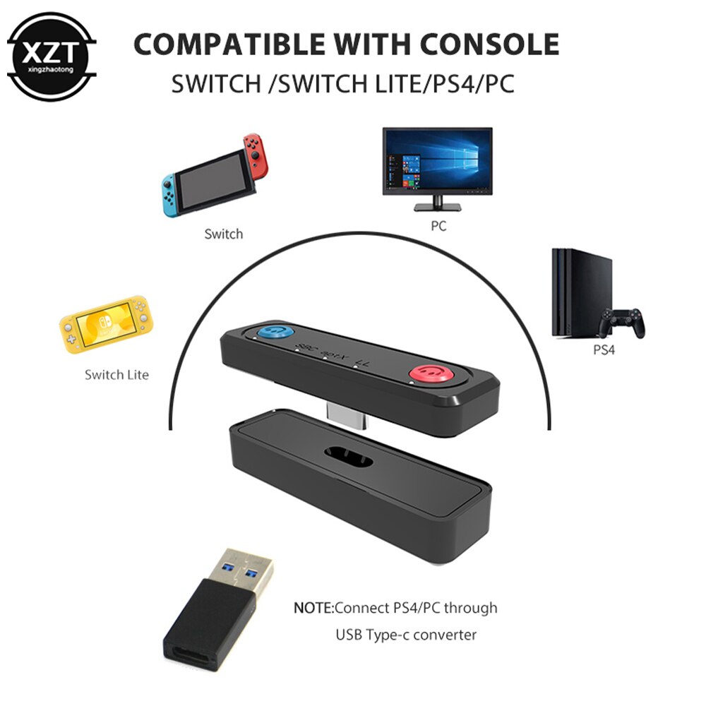 Bluetooth-zender voor nintendo switch, bluetooth 5.0 draadloze audioadapter, aptx-ll accessoires voor switch lite  ps5