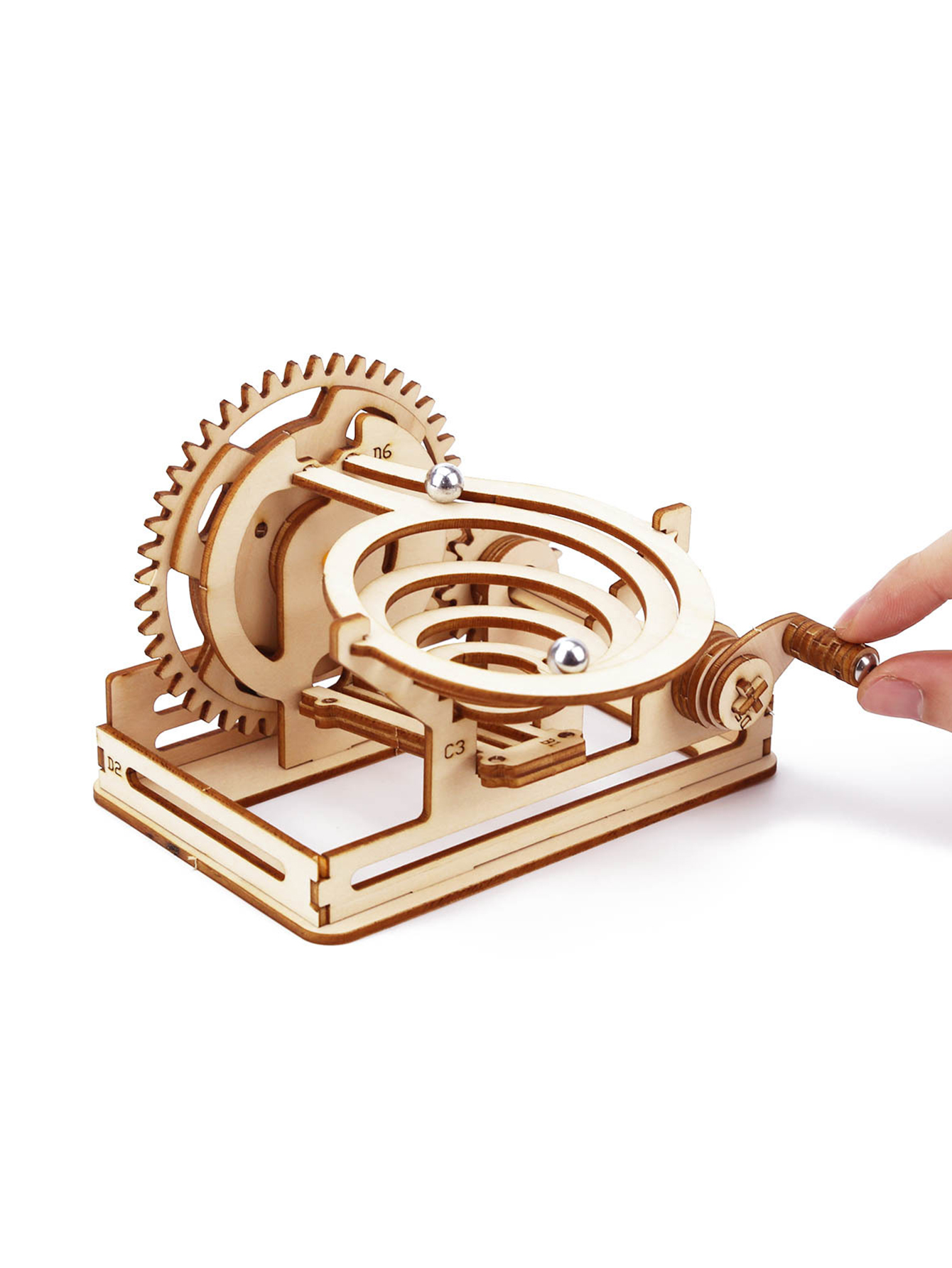Spiral marble run 3d- wooden puzzles for adults and teenagers, diy model kits with mechanical puzzles