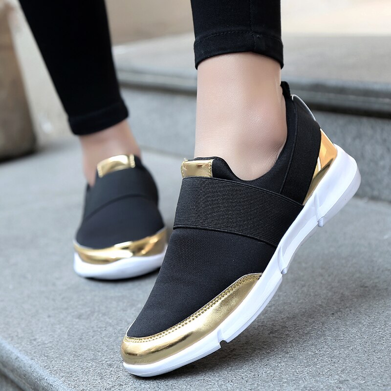 Breathable Women Summer Shoes Slip On Lady Casual Sneakers Ultralight Flats Loafers Shoes Zapatos Mujer Plus Size 35-42: black / 42