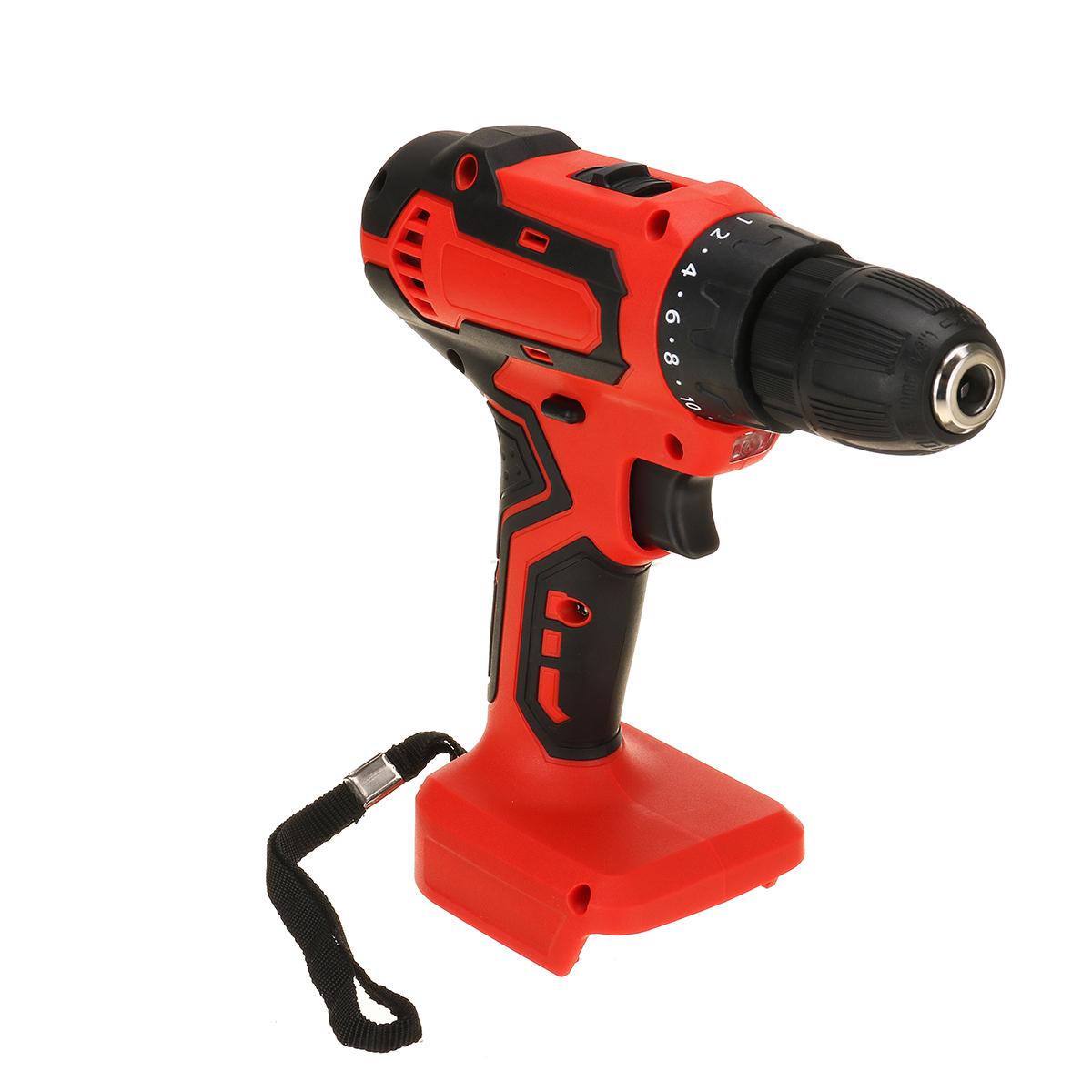 18V 21V 90Nm Cordless Brushed Electric Drill Hammer Drill Screwdriver DIY Wood Power Tool Rechargable For Makita Battery 10mm: Red