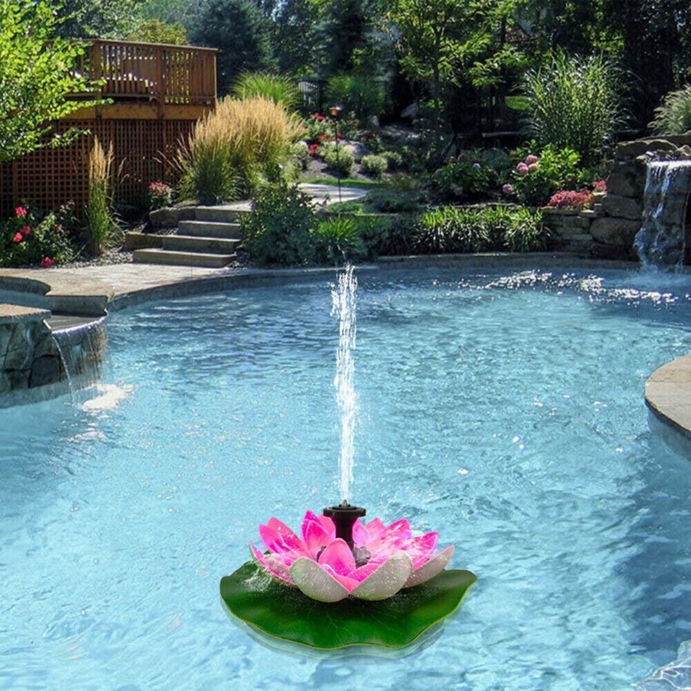 Solar Lotus Flower Fountain Water Pump Courtyard Landscape Garden Pond Decor so it can runs automatically, electricity needed.