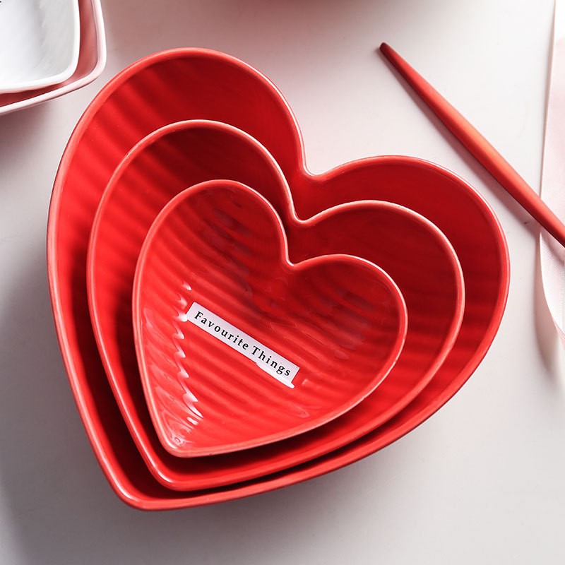 Jo life hjerteform skål valentinsdag romantisk keramisk dessert salat fad køkken ovn bordservice kage mad skål