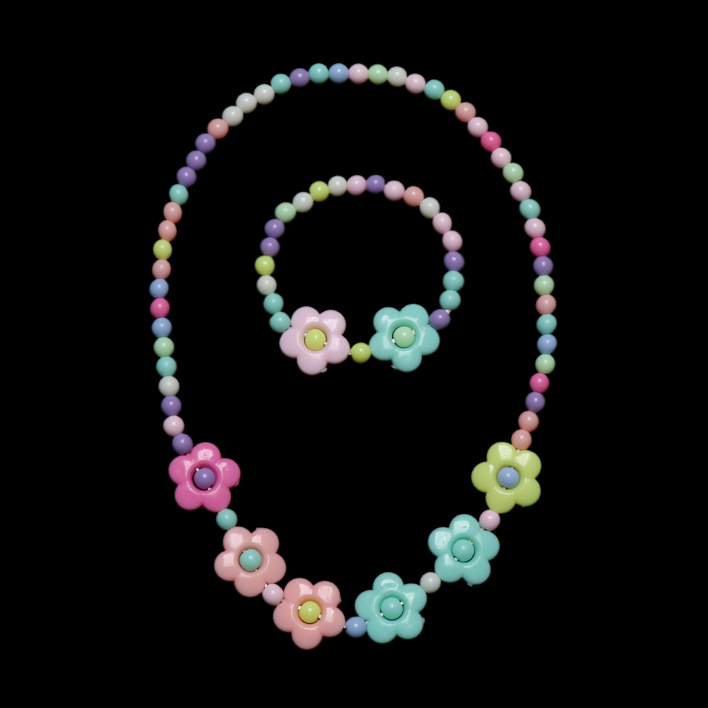 1 sæt pige perler legetøj halskæde armbånd sommerfugle blomster børn håndlavet halskæde tilbehør prinsesse smykker børn: B -2