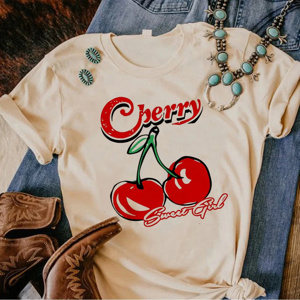 Cerise t-shirt femme graphique université numérique années 2000 Grunge Pop Culture chemise Harajuku Kawaii Punk années 2000 Vintage Hip Hop: XXXL / Black