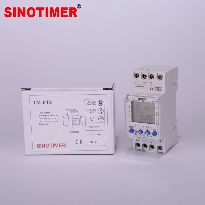 Two Channels Big LCD Display Programmable 24hrs Time Clock with Two Relay Outputs
