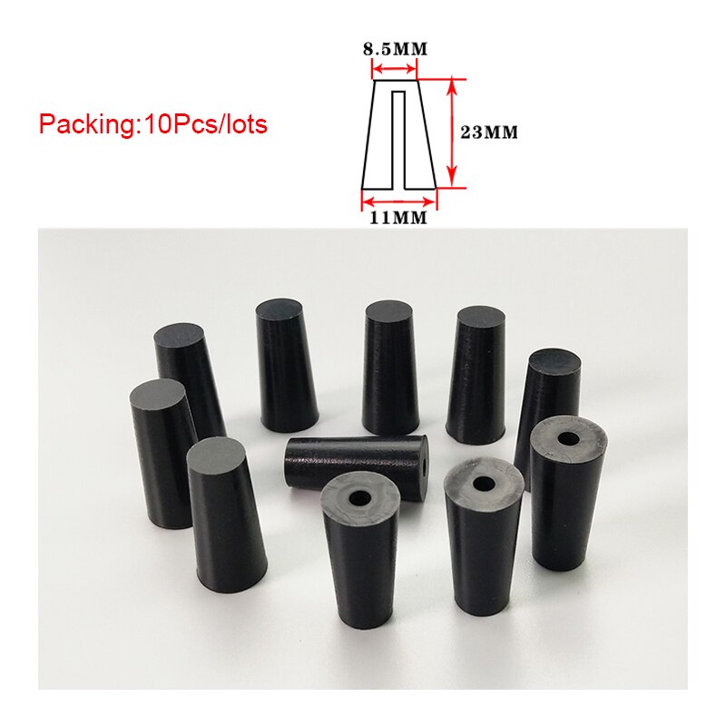 Tapones Cónicos de goma de silicona negra, Tapón cónico, tapas de cierre, junta de sellado: 8.5x11x23mm