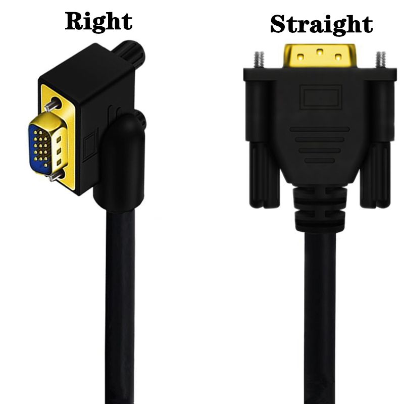 HD VGA Cable 90 ° Elbow VGA 15Pin Male To VGA 15Pin Male Computer To TV Connection Cable 0.5m/1m/1.5m: WHITE / 1.5m