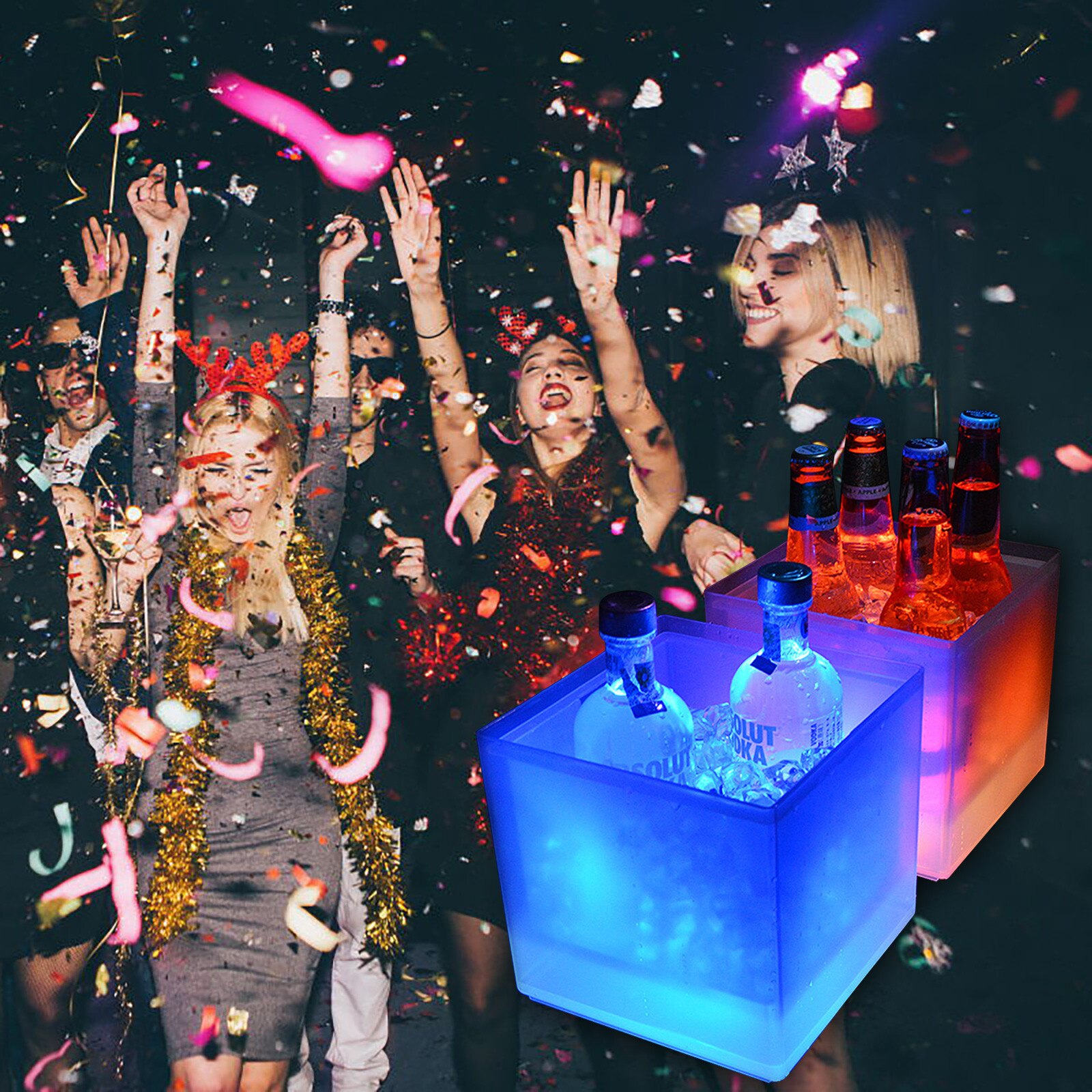 5L Waterproof LED Color Changing Plastic Ice Bucket Bars Nightclubs LED Light Up Champagne Beer Bucket Bars