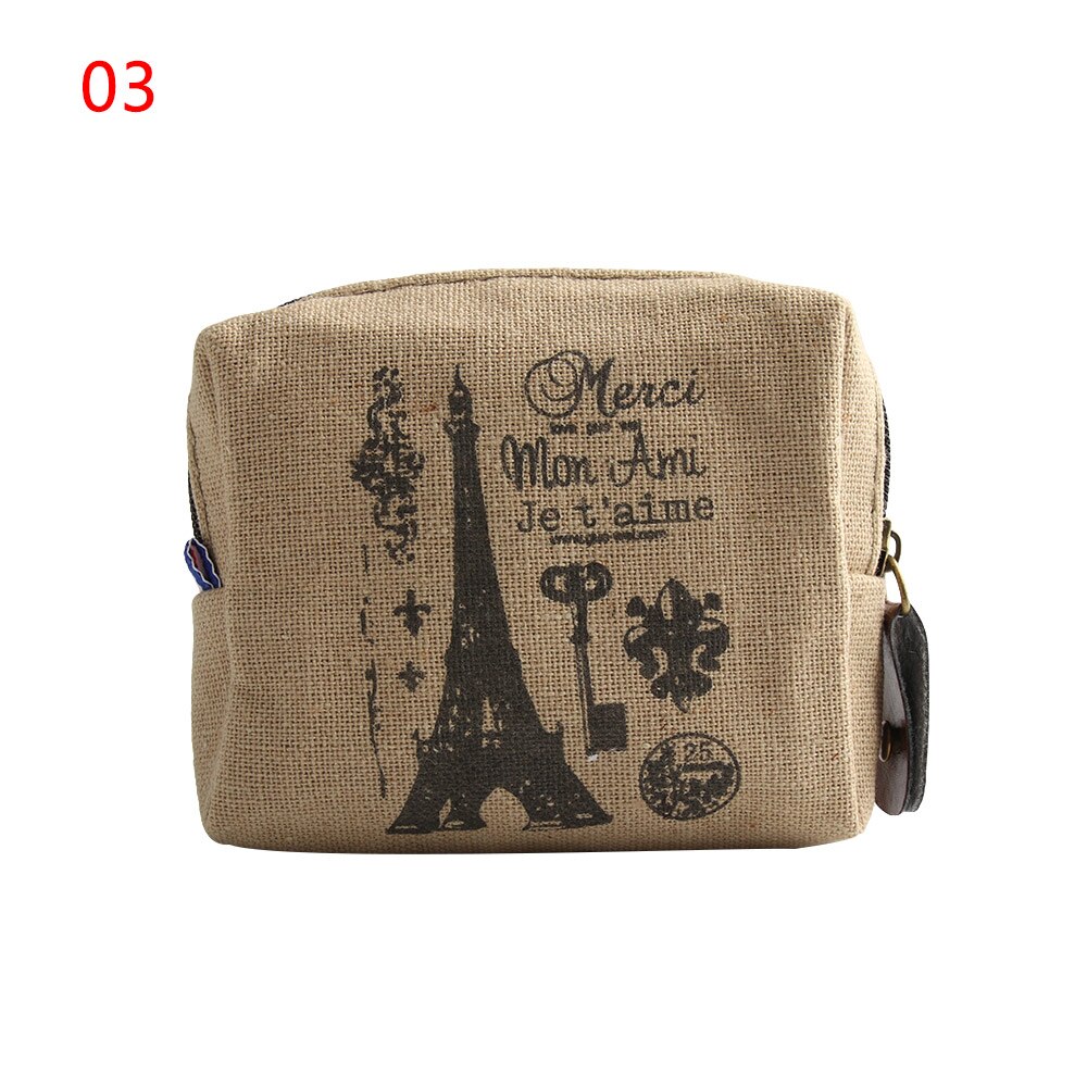 Retro klassisk lærred mønt taske pung til kvinder pige lynlås tegnebog lille mønt pung taske holder mini nul pung: 3