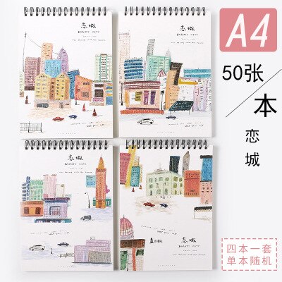 A4 SketchBook Art Painting Notebook Children Art Supplies Children's Doodle Drawing Book Paper watercolors 4Books: Sketch Book5