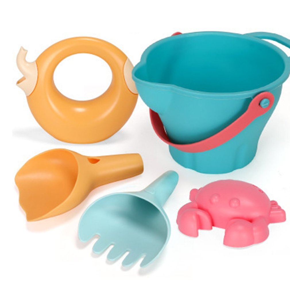 Juguetes de playa para niños, kit de juguetes playeros infantiles, baldes, palas, caja de arena, rastrillo, animales marinos de goma suave para niños pequeños, 5-17 uds.: 5PCS