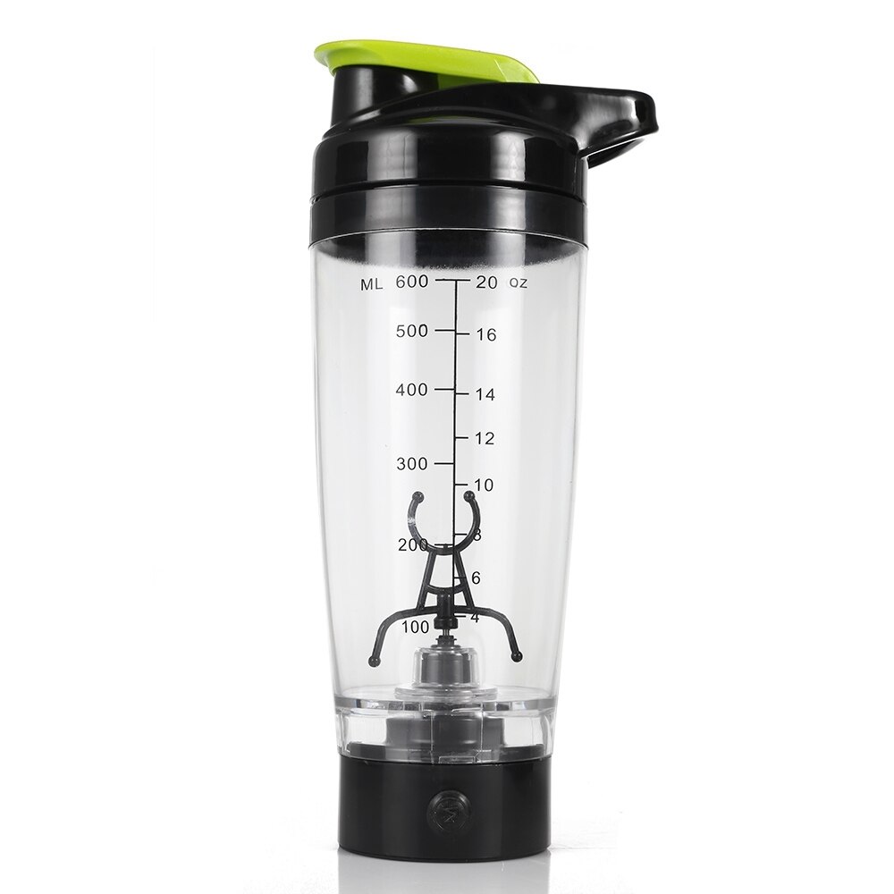 Mezclador de proteínas automático 600ml ecológico tazas batidoras de proteínas taza batidora de leche mi botella de agua mezcladora inteligente licuadora de café: Black Green
