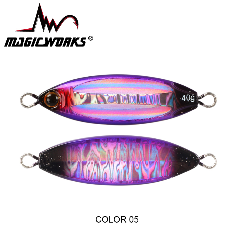 Señuelo de pesca con plantilla lenta ovalada, trabajo mágico, cuchara de 28g/40g/60g, aparejos de pesca con cebo Artificial de Metal para orilla de agua salada: 120 mm / Morado