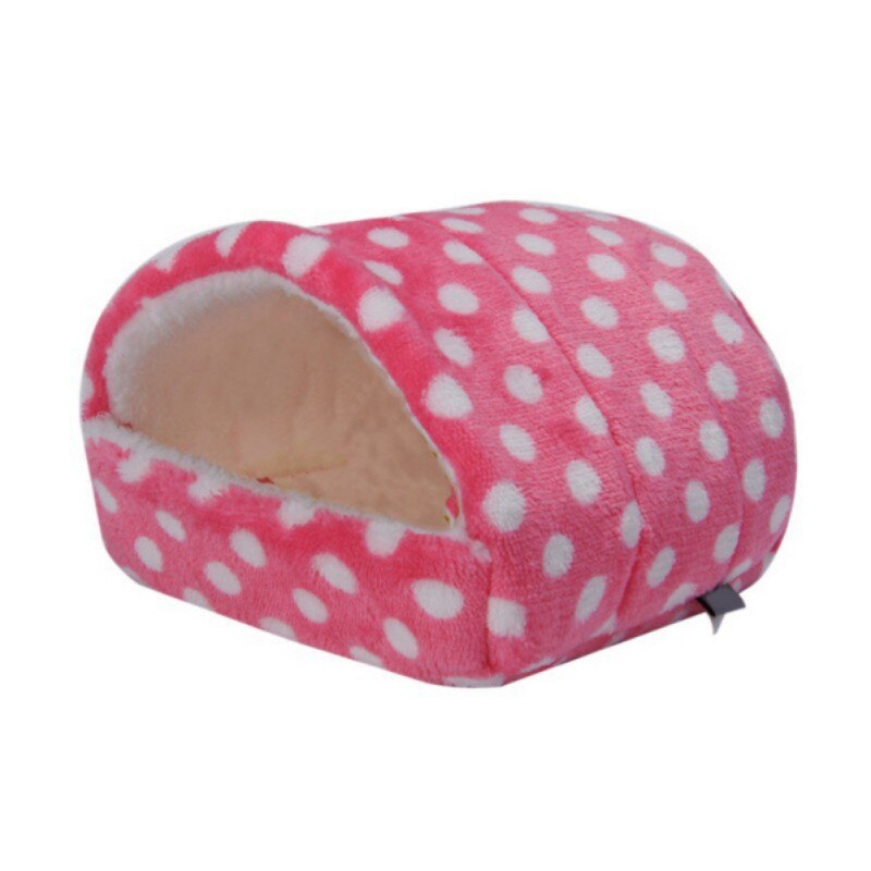 Plush Soft Breathable Mouse Cages Warm House Bed Cage Nest Bed Hamster House Small Pet Products For Hamster Mini Animal Mice Rat: Pink / L