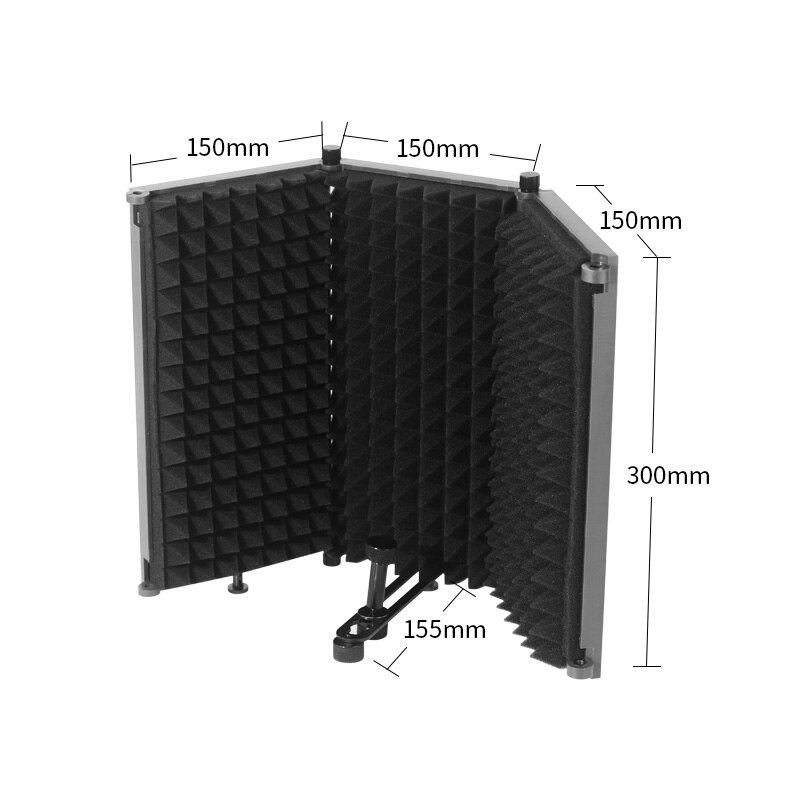 Opvouwbare Microfoon Isolatie Schild Met Mic Schroefdraad Mount Hoge Dichtheid Absorberende Foam Front & Geventileerde Metalen Achterplaat