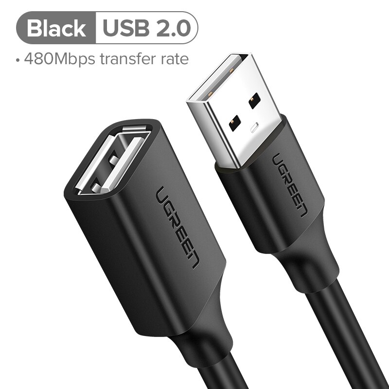 Ugreen USB Extension Cable USB 3.0 Cable for Smart Printer PS4 SSD USB3.0 2.0 to Extender Data Cord Mini USB Extension Cable: USB2.0-Black / 3m