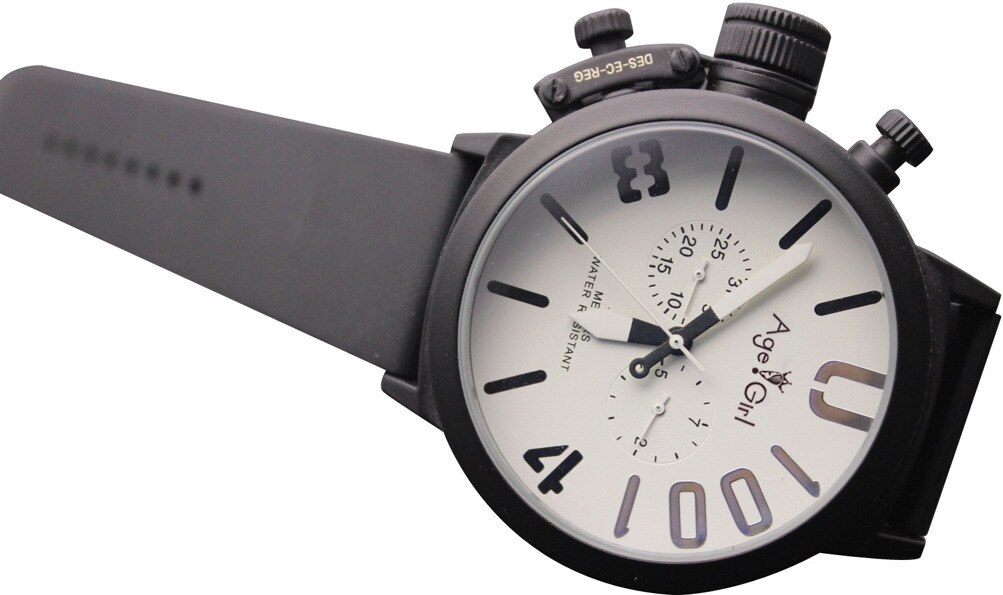 Klassieke heren sporthorloge met zwarte rubberen klassieke u-vorm, automatisch mechanisch, zelfopwindend horloge met linkse haak, big 50mm boat horloges: 2