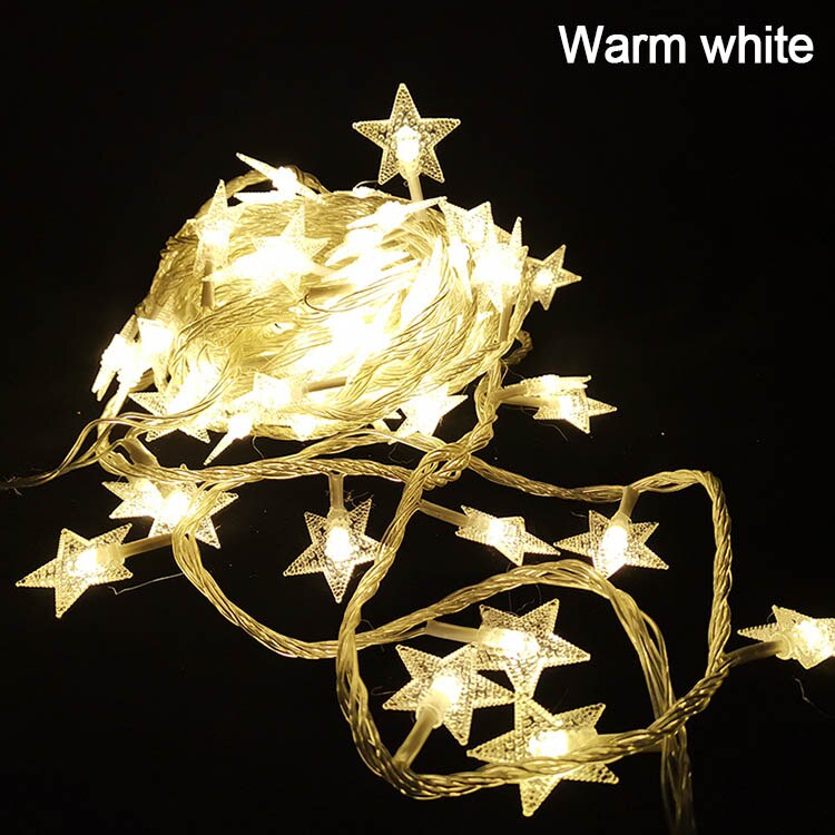 Fairy Christmas Lights Festoon Led Garland Curtain String Lights Tree Indoor Outdoor Decoration Battery Operated Street Decor: Warm white Star / 3M 20LEDs