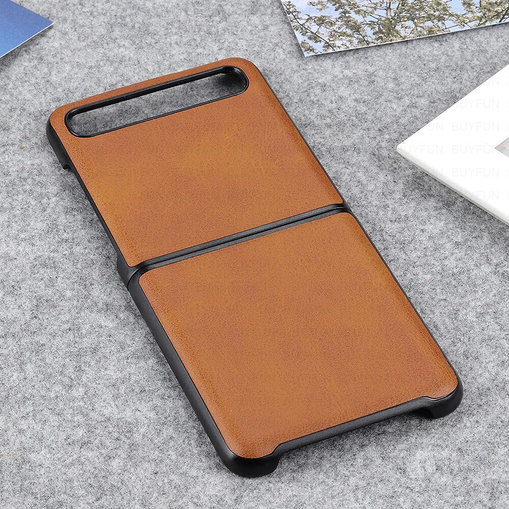 Opvouwbaar Leather Telefoon Case Voor Samsung Galaxy Z Flip Case Cover Voor Samsung Galaxy Z Flip Zflip Sm-f700 Shockproof Coque fundas: brown