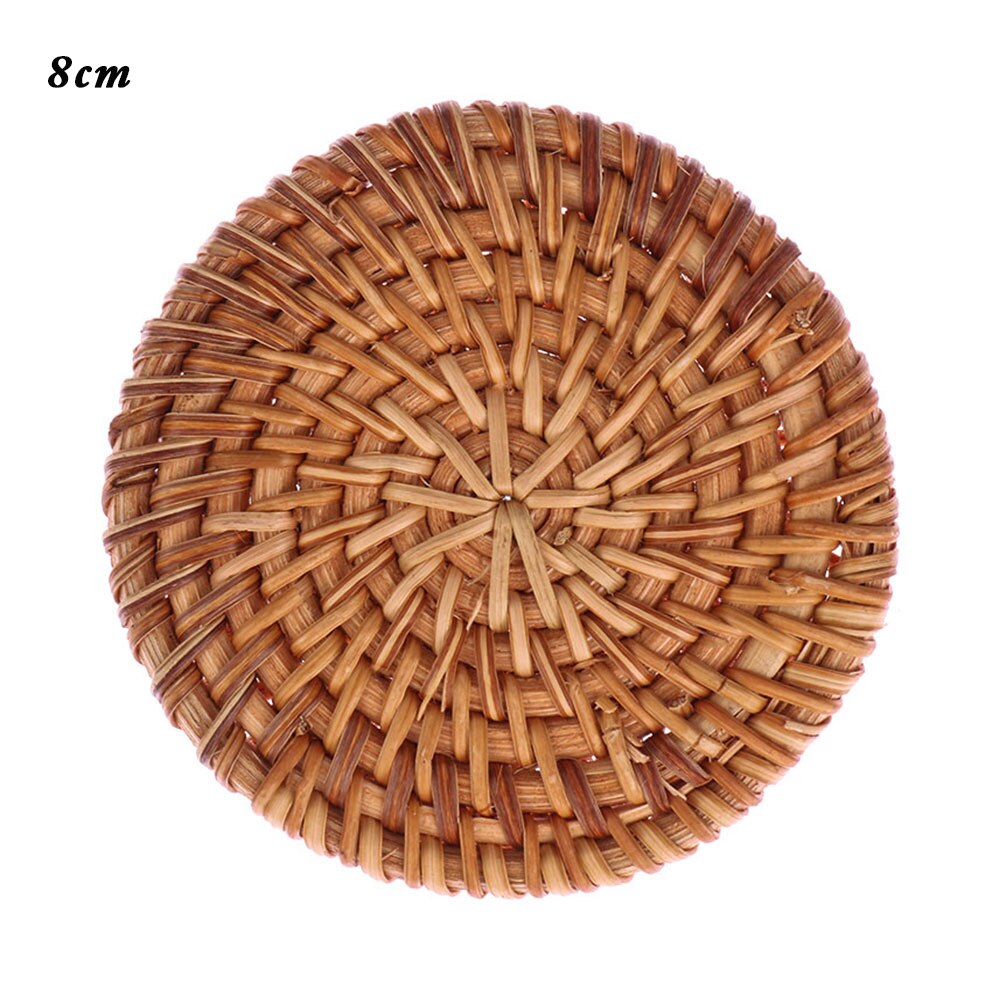1 Pc Natuurlijke Rotan Onderzetters Placemats Keuken Placemats Ronde Isolatie Kom Pad Tafel Padding Cup Mat Handgemaakte Rotan Coaster: 8cm