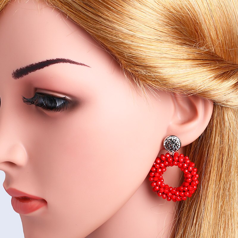 FLOLA Handmade Lott Oorbellen kolczyki dla kobiety małe kolczyki z koralików Oorbellen oświadczenie kryształowe aretes Bohemia ersp45