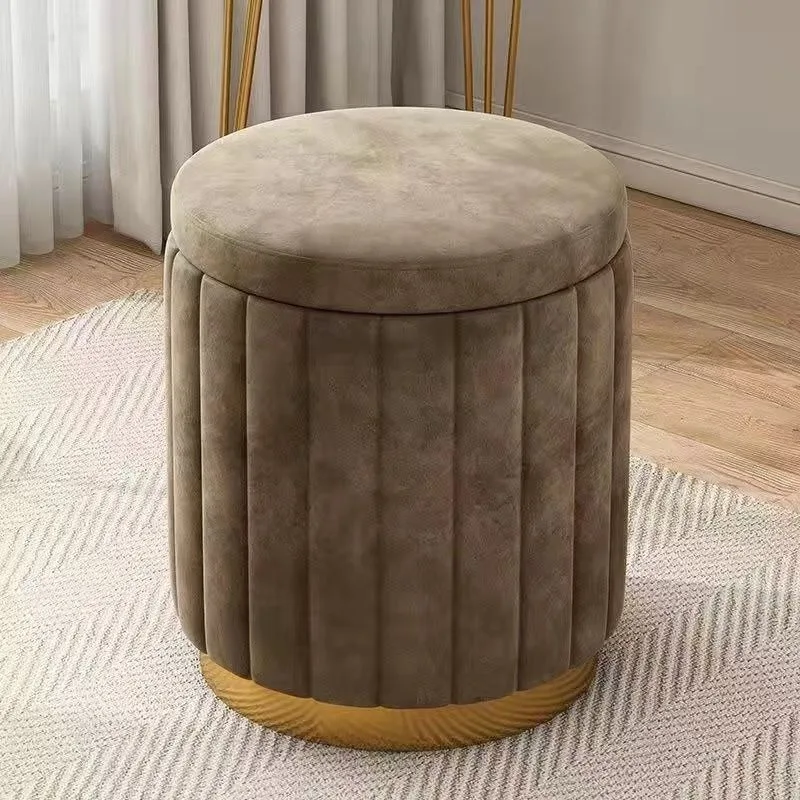 Light Luxury Round Makeup Stools Stools Chairs Bedrooms Sofas Side Stools Dressing Stool Vanity Chairs Storage Bench: Pink