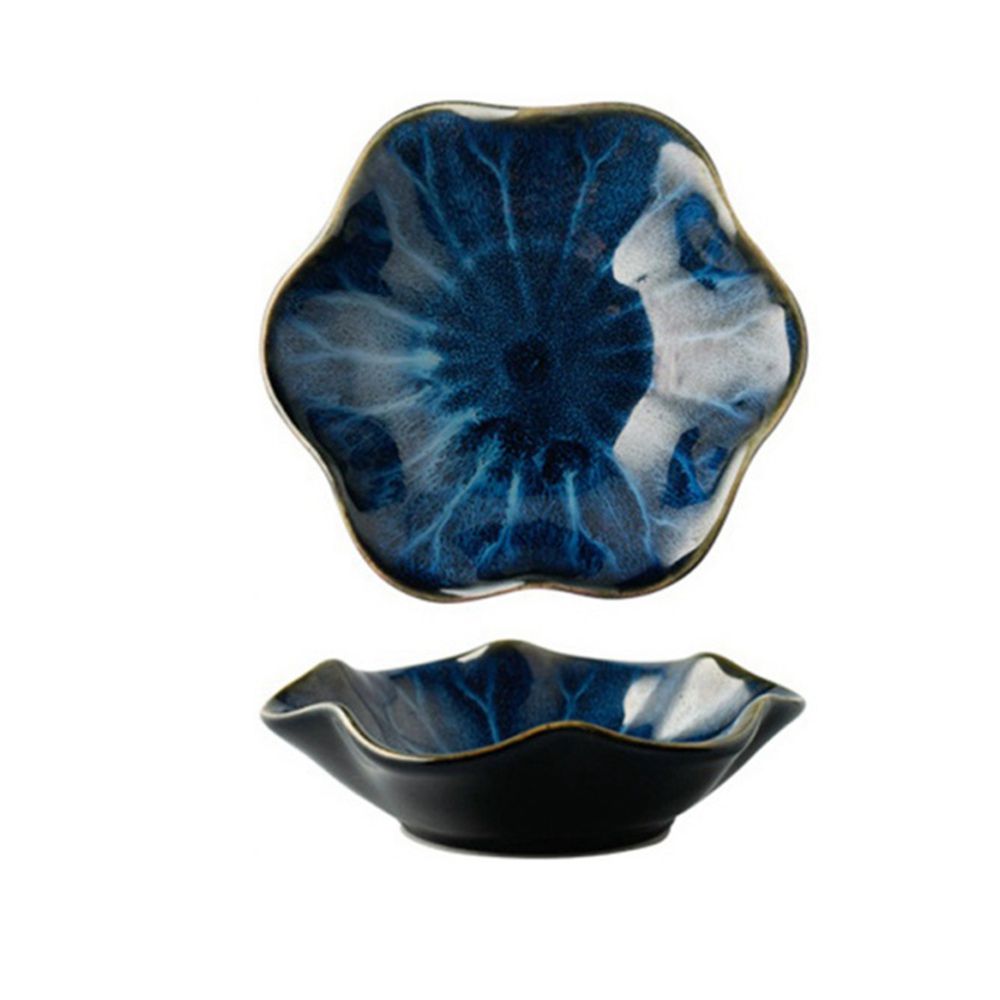 Plato pequeño de cerámica con forma de flor, plato de salsa de estilo europeo original para vinagre, sabor a soja, utensilios de cocina: 1