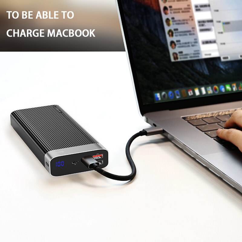 Baseus 20000 Mah Power Bank Snel Opladen Externe Batterij Draagbare Powerbank Type-C Pd QC3.0 Snel Opladen 18W voor Xiaomi Voor Ip