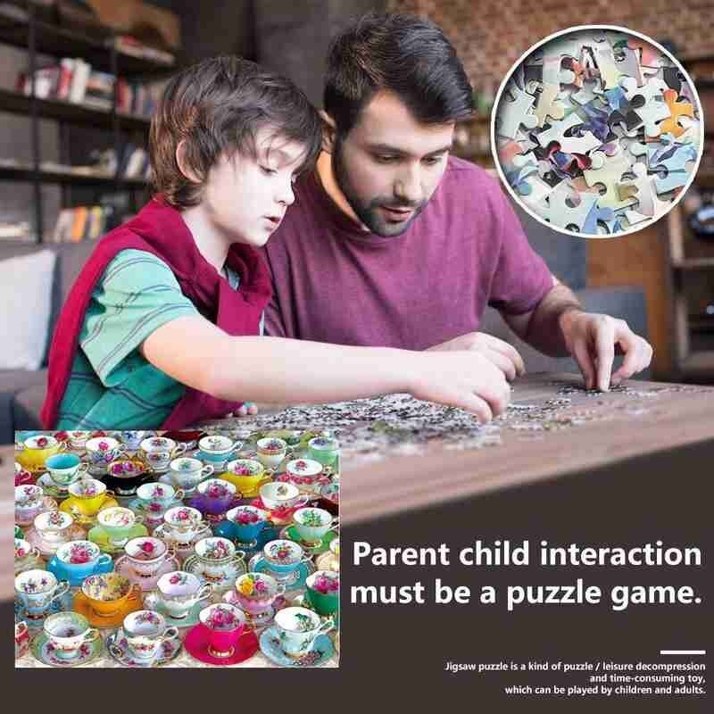 1000 Pieces Jigsaw Puzzle Teacup Picture Self-assembling For Adults Jigsaw Toy Toy Educational Puzzle Decompression Puzzles G0W9