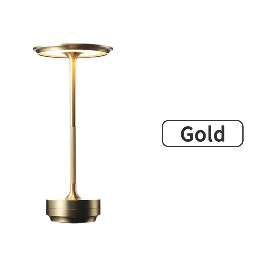 Oplaadbare draadloze tafellamp voor slaapkamer, oplaadbaar, aanraaklamp, campingkaars, creatief, USB-C, bureaulamp: Goud