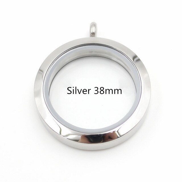 Edelstahl Medaillon Anhänger - 20-38mm - Twist Schraub-Charms - Runde Form - Trendiger Schmuck: Silber 38mm