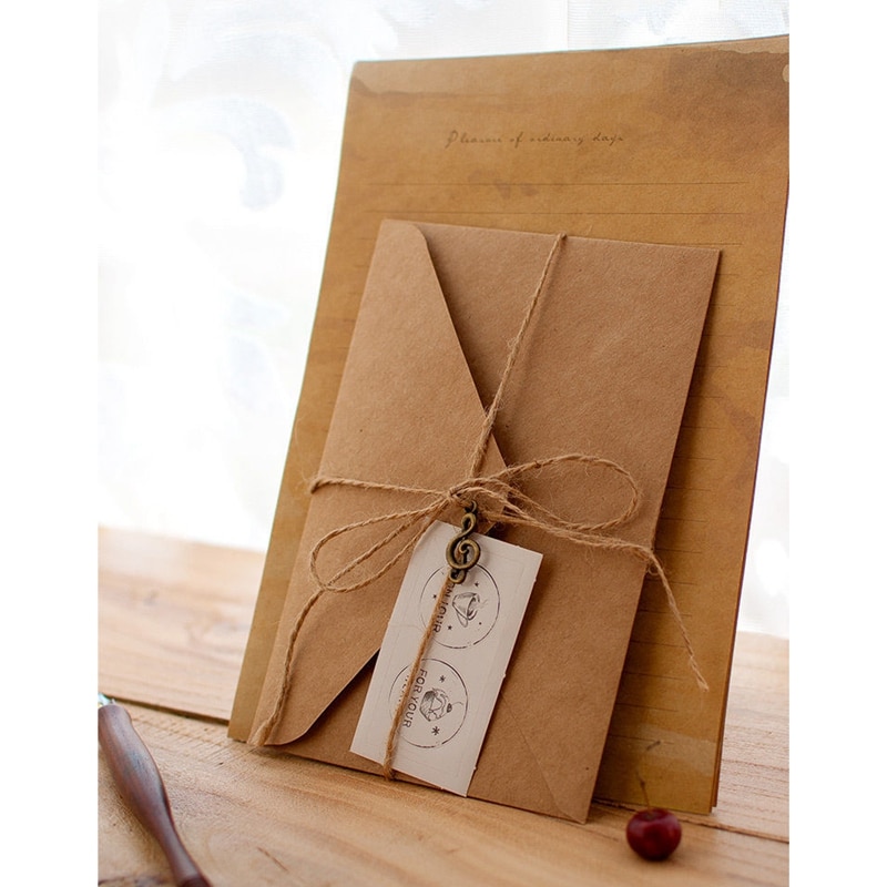 12 Uds. Clásico de estilo europeo de papel Kraft para escribir letras, papel de papelería