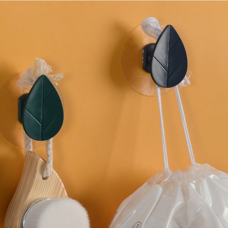 2pcs Simple leaf Shaped hook wall-mounted door back coat hook multifunctional bag key small object hook Home Storage Bedroom