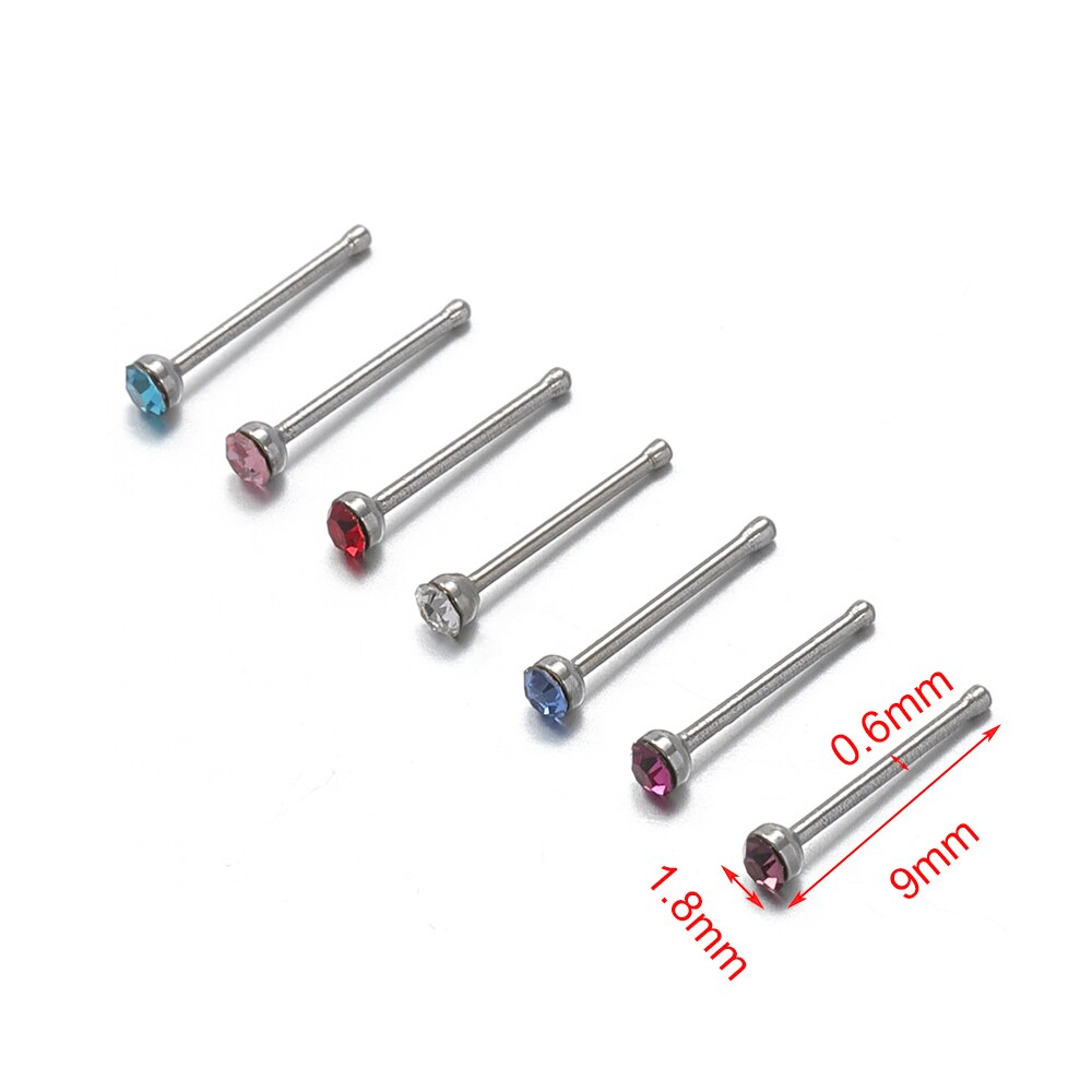 60/24pcs Set di borchie per naso in cristallo in acciaio inossidabile Set di Piercing per naso in acciaio chirurgico per donna