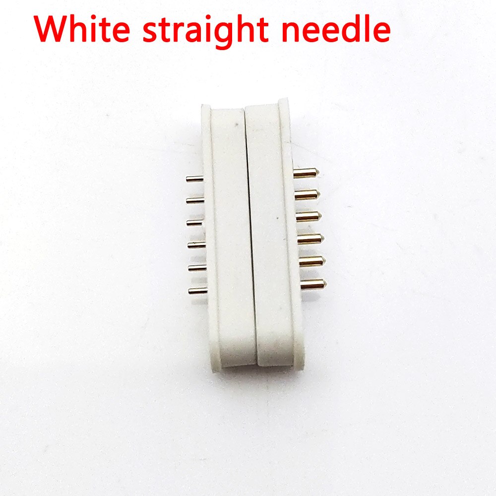 1set 6Pin Magnetic Pogo Pin Connector 6 Positions Pitch 2.2mm Spring Loaded Header Contact for Charge Data Transfer cable Probe: White straight