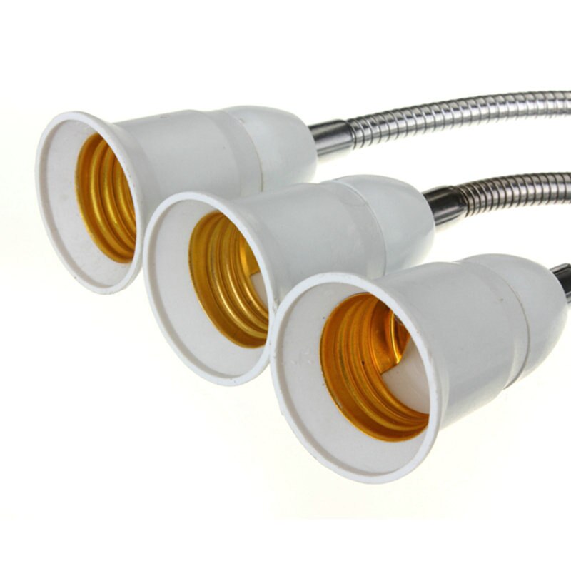 E27 20cm led pære lampe belysning forlængelse holder fleksibel forlænger adapter konverter hvide kabel lys