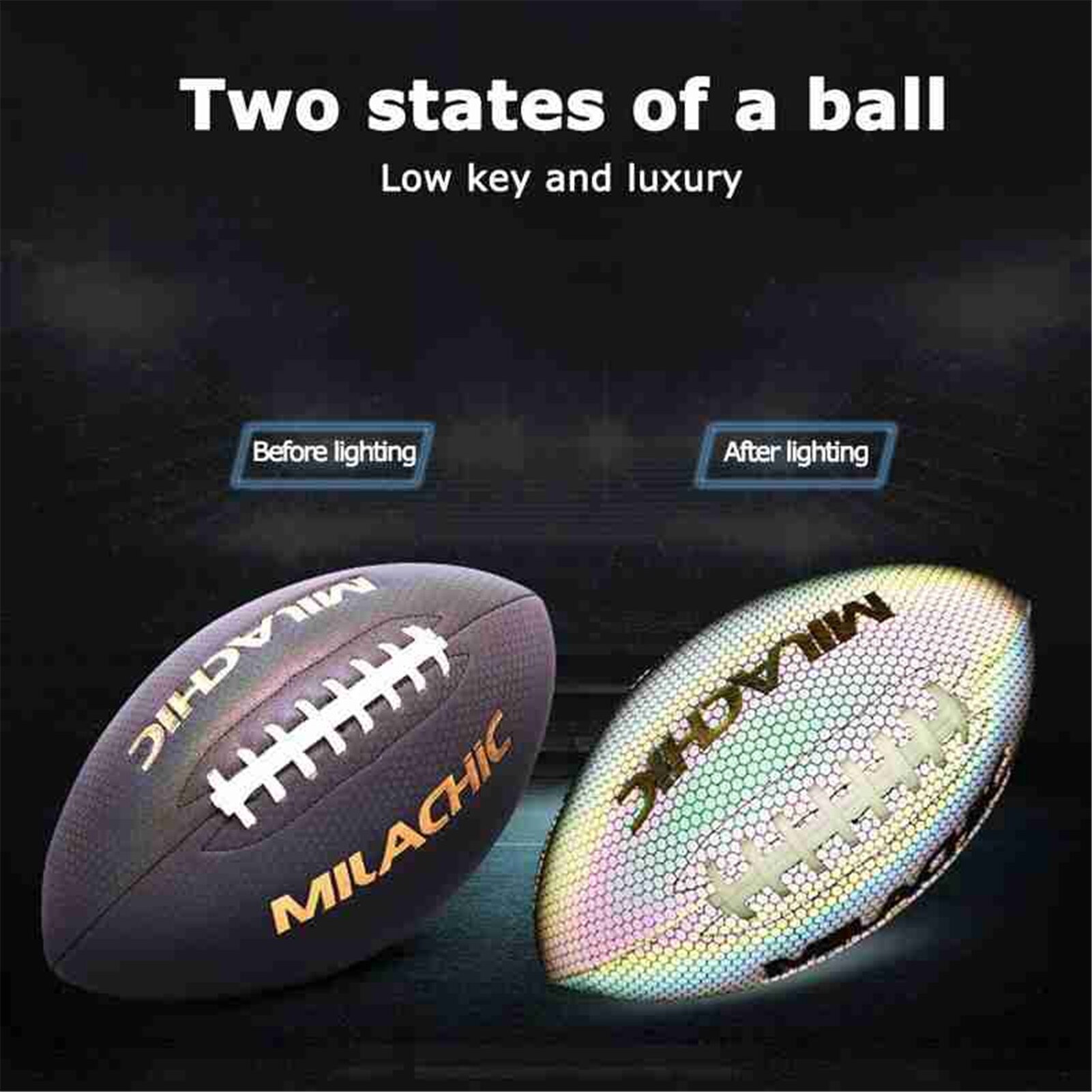 Reflective Rugby Luminous Wear-resistant Night Glowing Training Ball PU American Standard Game Training Ball