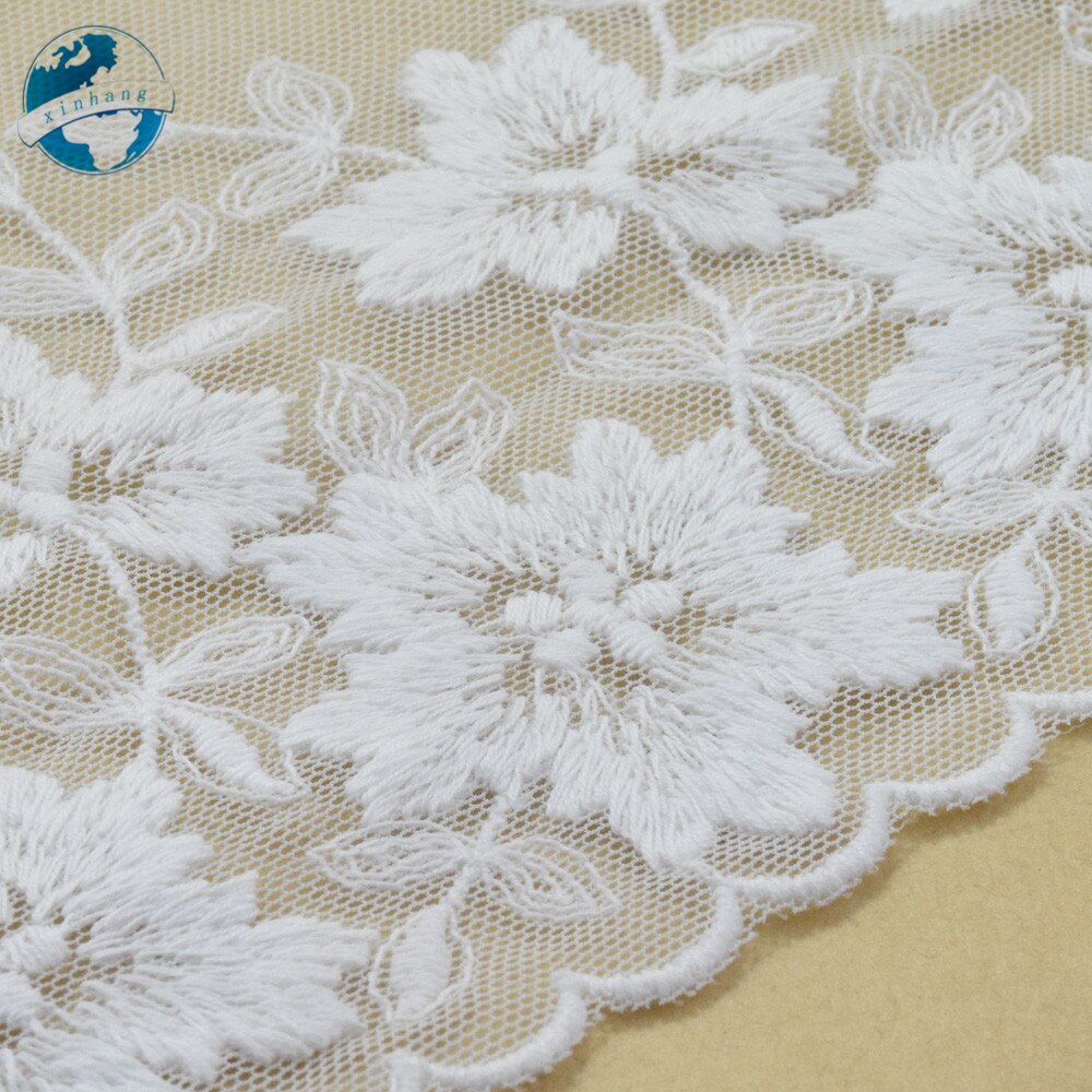 12cm biała haftowana bawełniana koronka francuska wstążka tkanina gipiura Diy wykończenia osnowy robienie na drutach szycia kurtyny akcesoria ślubne #2993