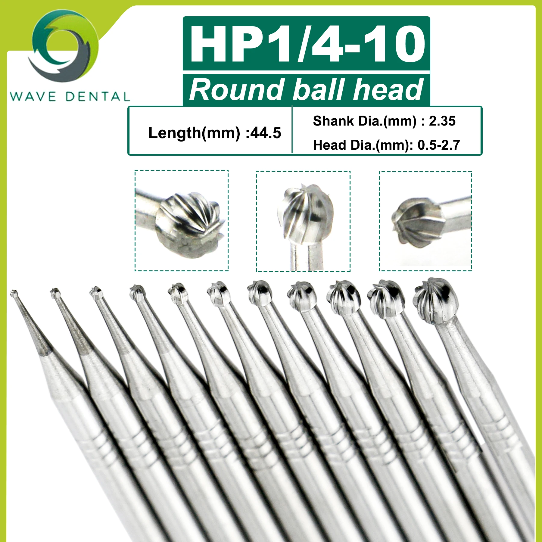 Fraises dentaires en carbure de tungstène WAVE, forets de dentisterie, fraise dentaire HP Dia 2.35mm pour cône à nez droit, pièce à main à basse vitesse 5 pièces/paquet